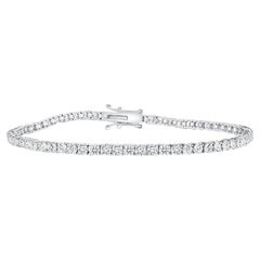 14K 2 Carat White Gold Round Diamond Tennis Bracelet