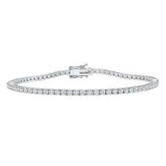 14K 2 Carat White Gold Round Diamond Tennis Bracelet