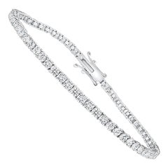 Pulsera de tenis con diamantes redondos de oro blanco de 14 quilates y 2 quilates