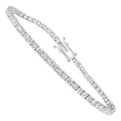 Pulsera de tenis con diamantes redondos de oro blanco de 14 quilates y 2 quilates