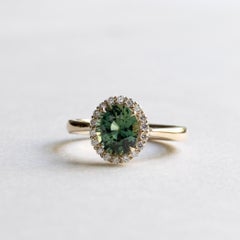 14K 2 CT Green Sapphire Halo Ring