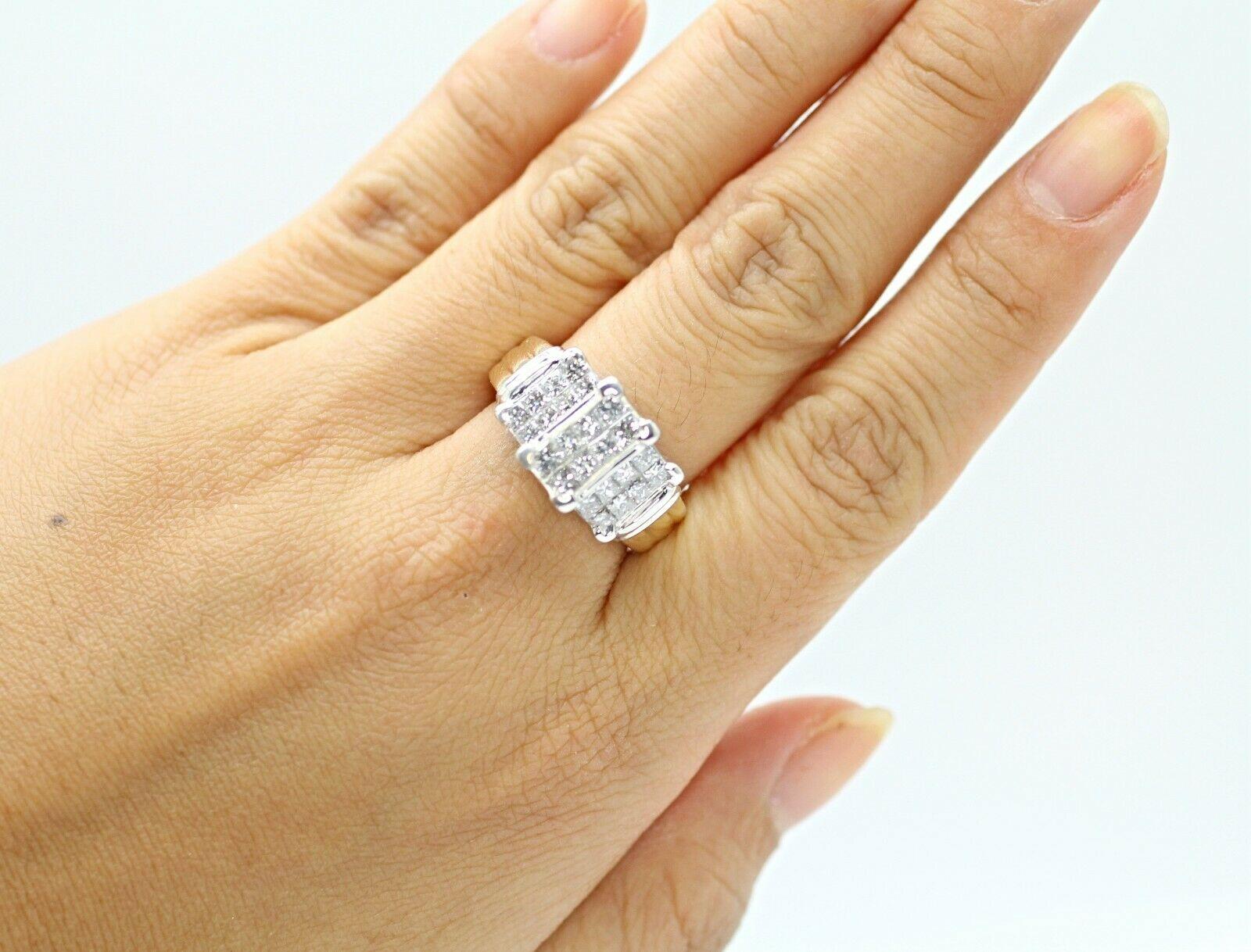 14 Karat 2-Tone 3-Stone Look Princess Cut Diamond Ring 1