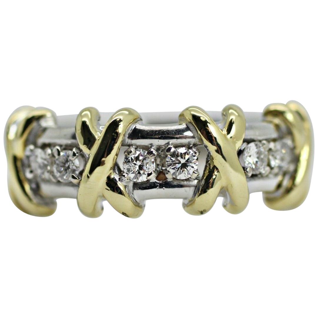 14 Karat 2Tone Diamond "X" Ring at 1stDibs diamond x ring, karat2, x