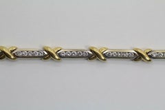 14 Karat 2-Tone Diamond "X" Tennis Bracelet 1.66 Carat