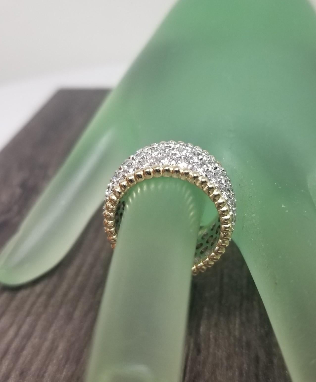 Women's 14k 2 tone Gold 4 Row Diamond Eternity Ring 7.03 carats For Sale