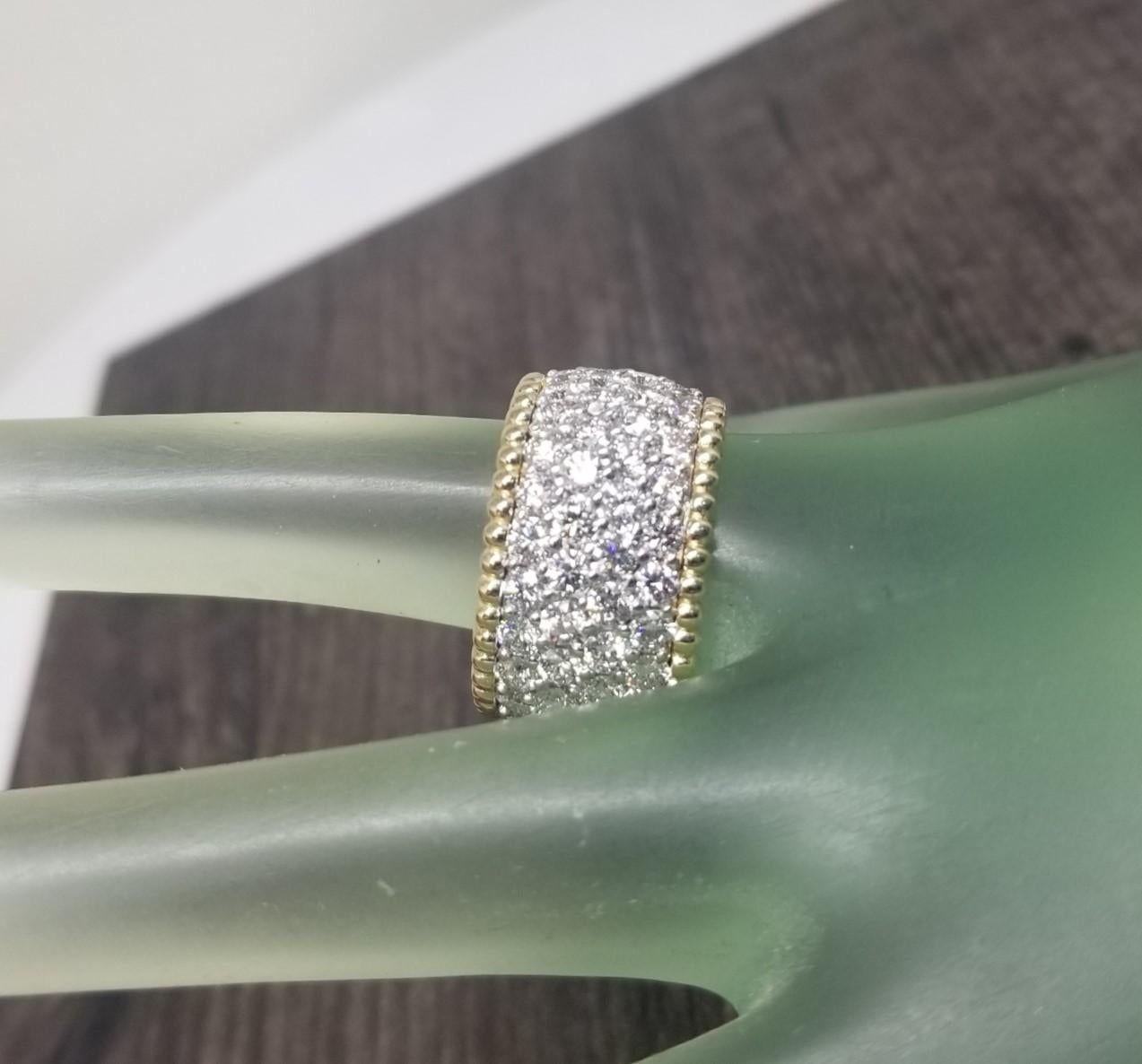14k 2 tone Gold 4 Row Diamond Eternity Ring 7.03 carats For Sale 1