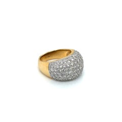 14K 2-Tone Gold Pave Diamond Domed Ring