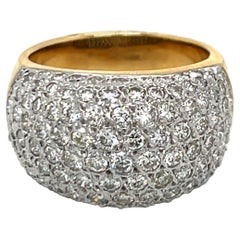 14K 2-Tone Gold Pave Diamond Domed Ring