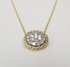 14k 2 tone gold rope pendant with diamond pave' on a 16 inch chain