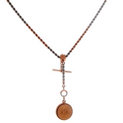 14K 2-Tone Pocket Watch Chain with Compass Watch Fab Two-Tone Chain Measuring