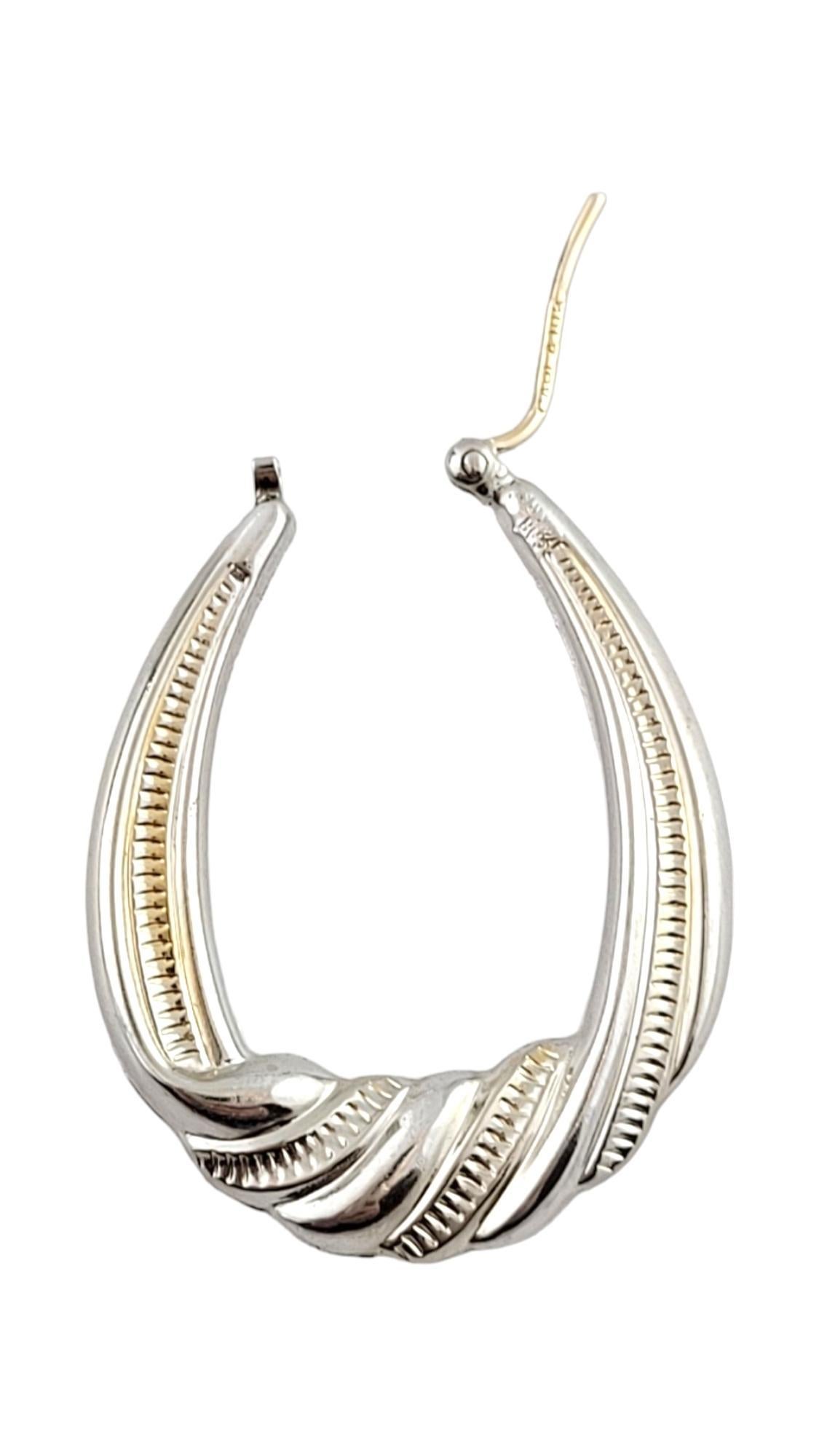 Women's 14K 2-Tone Yellow and White Gold Twisted Hoop Earrings #16128 For Sale