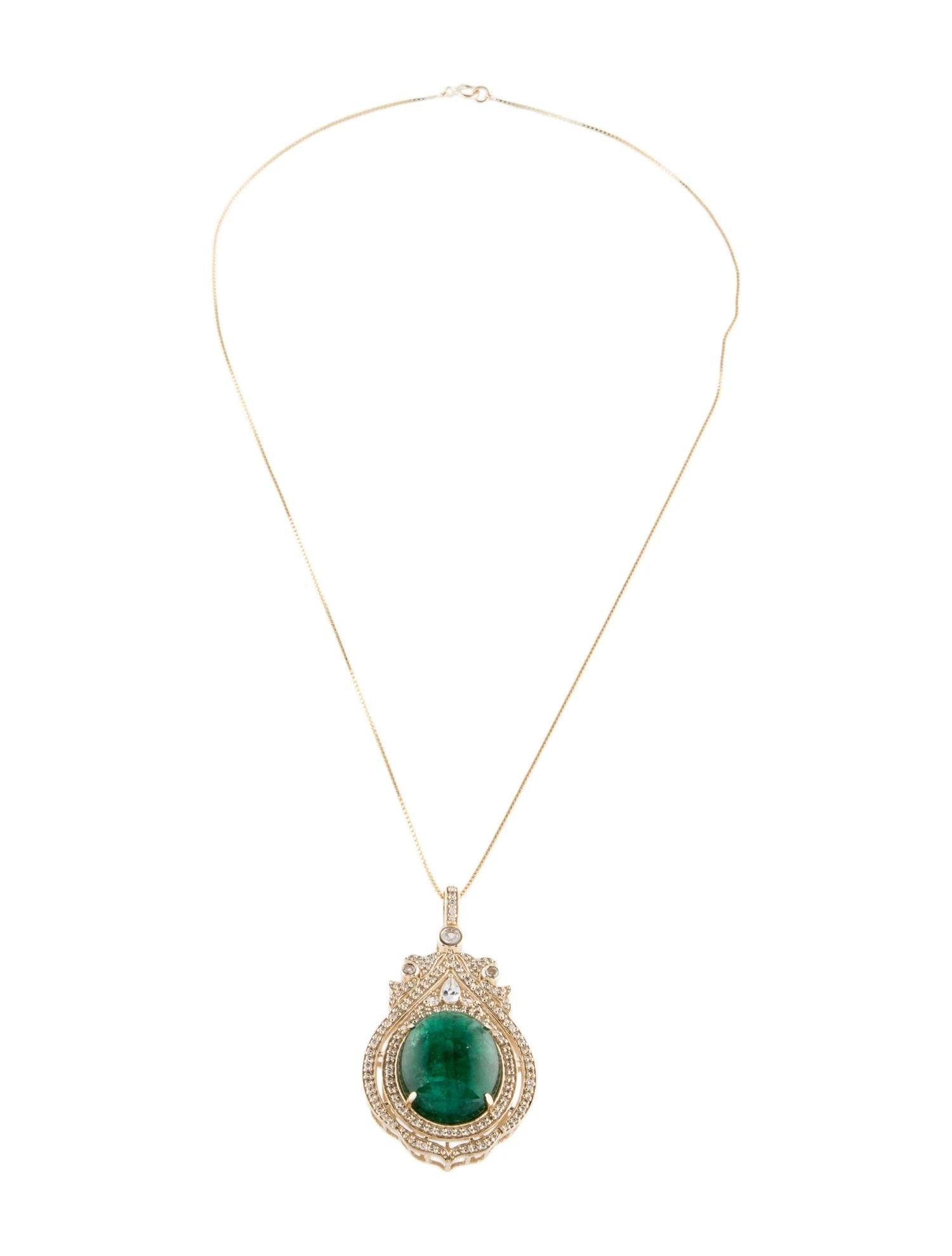 14K 20.05ctw Smaragd, Saphir & Diamant Anhänger Halskette, runder Brillant Sapph (Künstler*in) im Angebot
