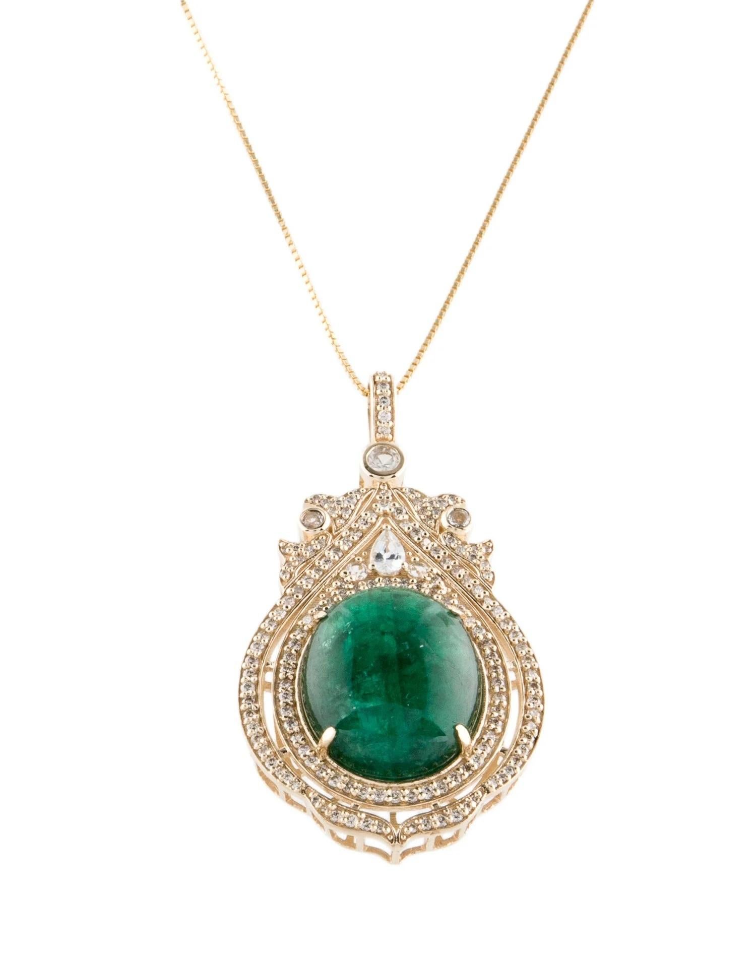 14K 20.05ctw Smaragd, Saphir & Diamant Anhänger Halskette, runder Brillant Sapph (Smaragdschliff) im Angebot