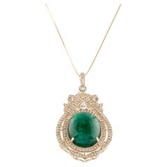 Collana con ciondolo in smeraldo, zaffiro e diamante 14K 20,05ctw, zaffiro tondo Brilliante
