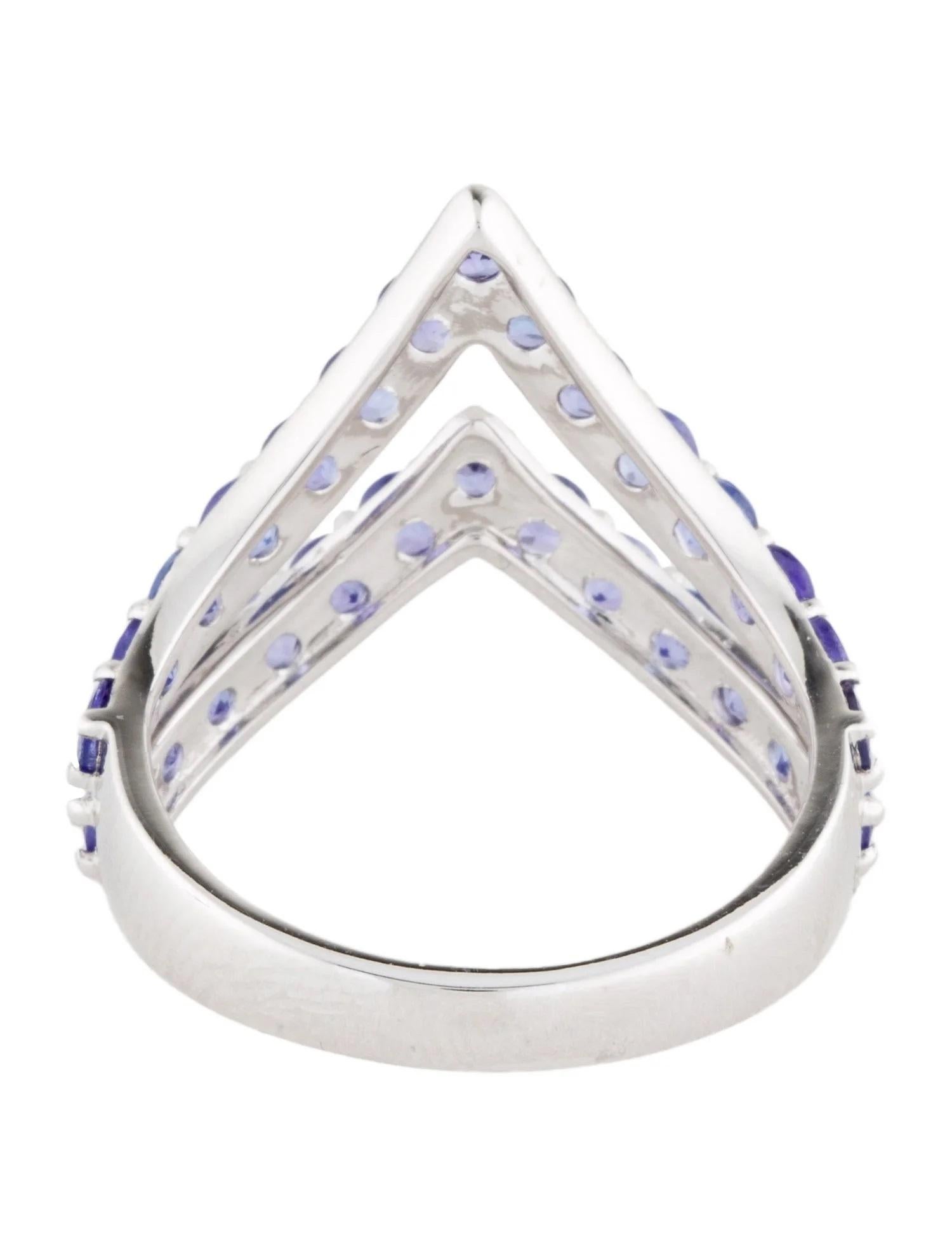 Round Cut 14K 2.00ctw Tanzanite V Band Size 7.5  Rhodium-Plated White Gold  Round For Sale
