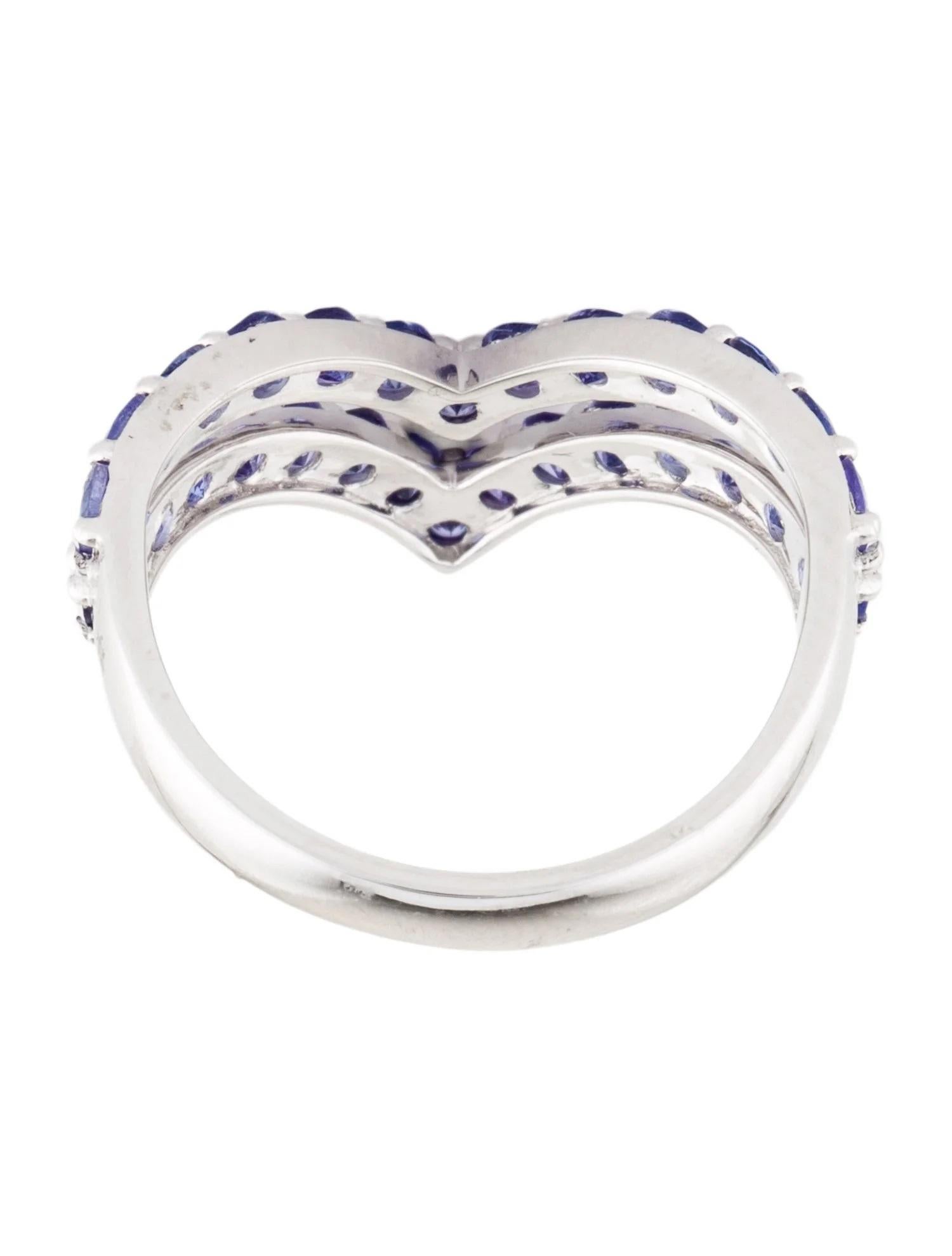 14K 2.00ctw Tanzanite V Band Size 7.5  Rhodium-Plated White Gold  Round In New Condition For Sale In Holtsville, NY