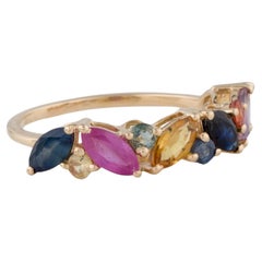 Anello a fascia con zaffiro 14K 2,15ctw, misura 6,75  Zaffiro Brilliante Marquise e 0,34