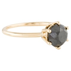 14K 2.30ct Black Diamond Solitaire Cocktail Ring - Size 7