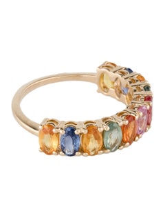 14K 2.31ctw Multi-Color Sapphire Band Ring in Yellow Gold, Size 6.5