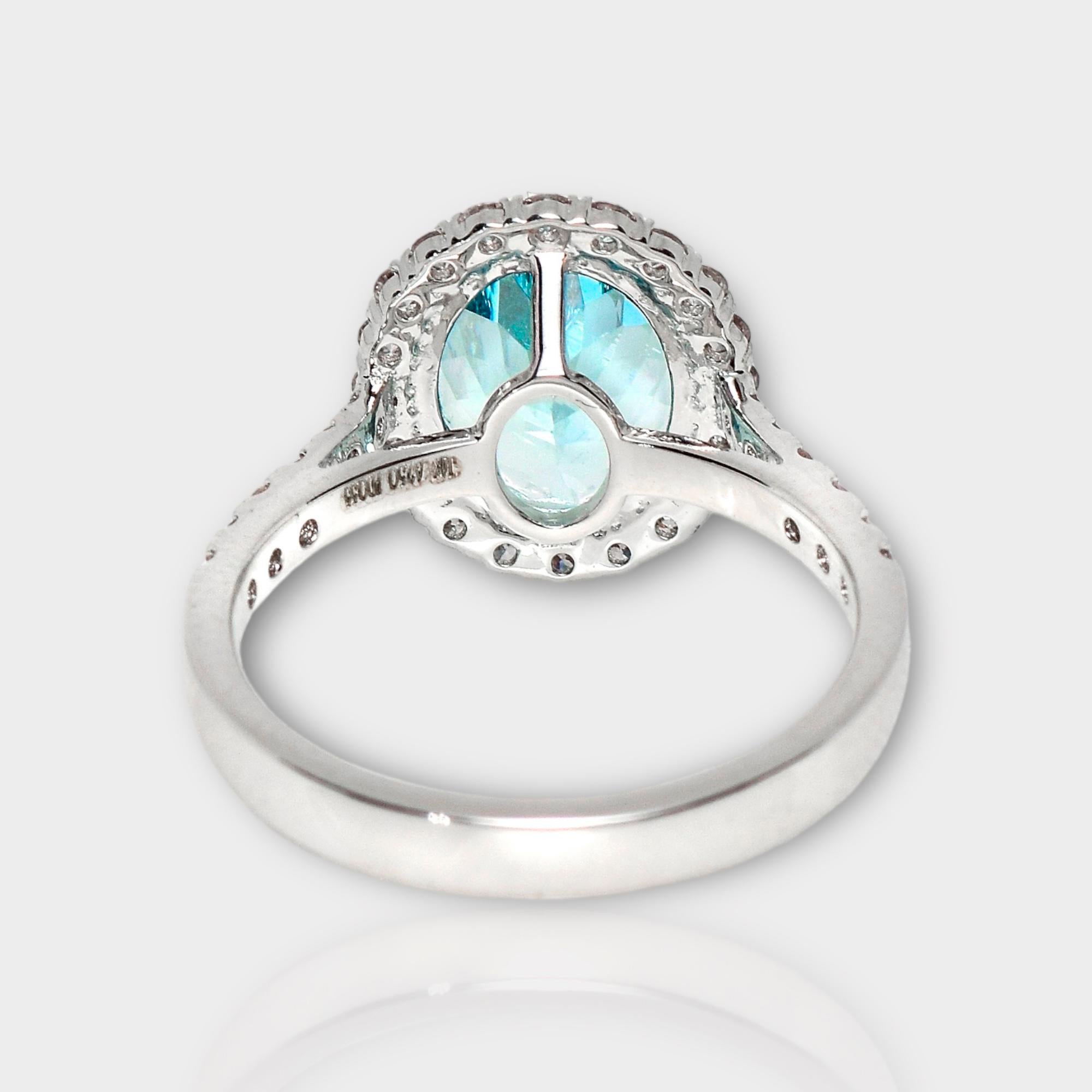 IGI 14K 2.50 Ct Aquamarine&Pink Diamonds Antique Art Deco Style Engagement Ring For Sale 2