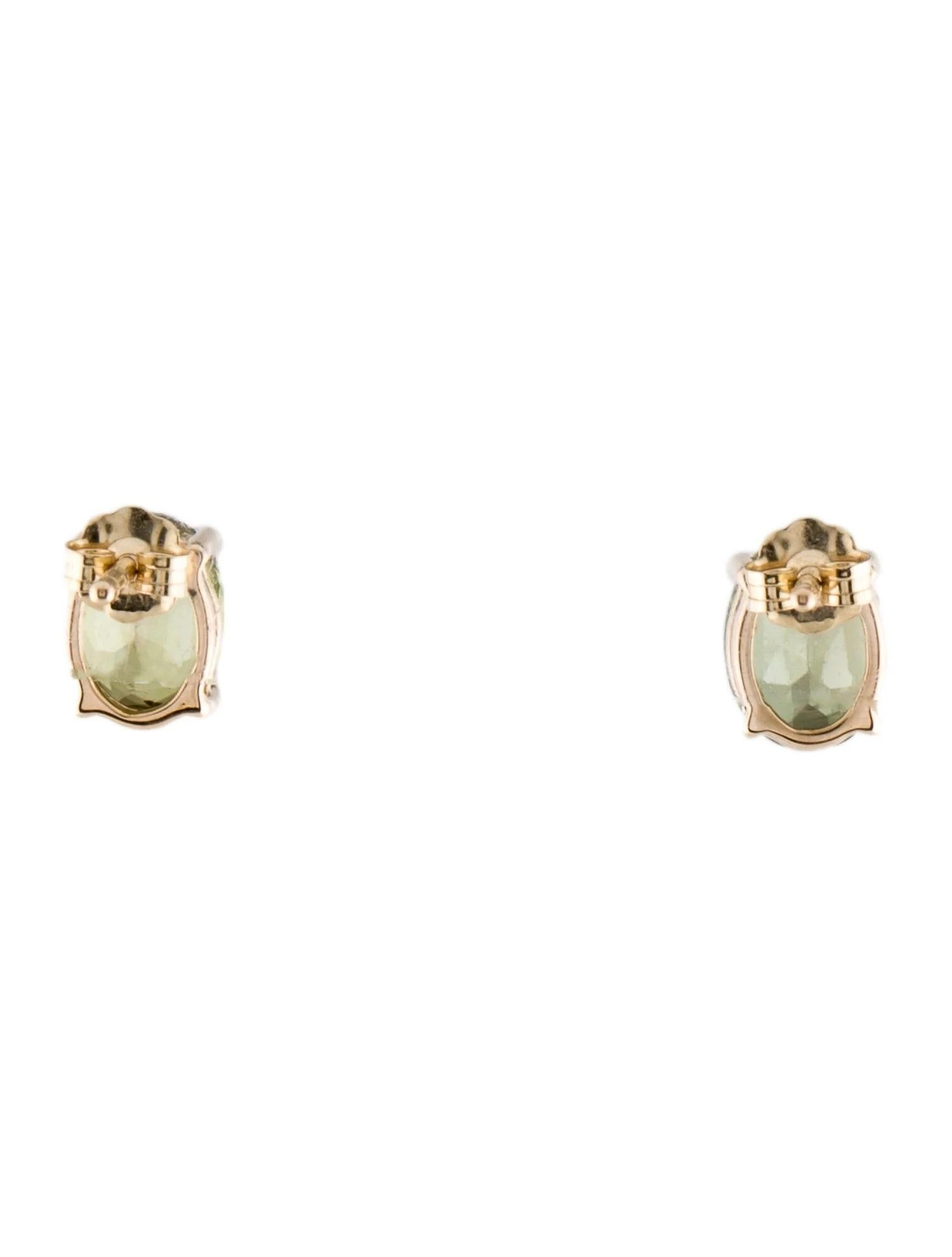 Artist 14K 2.54ctw Tourmaline Stud Earrings  Oval Modified Brilliant Gemstones  Green