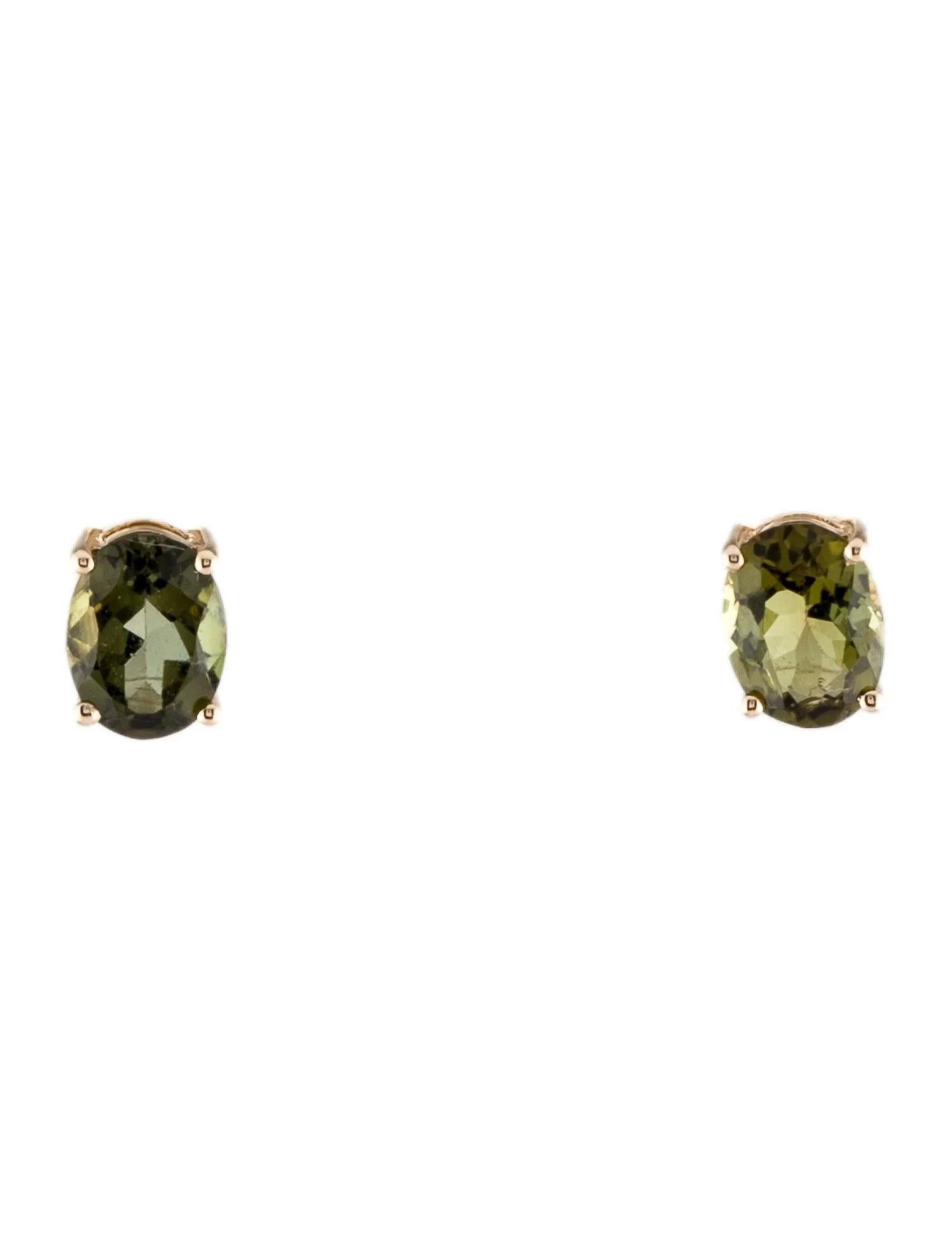 Oval Cut 14K 2.54ctw Tourmaline Stud Earrings  Oval Modified Brilliant Gemstones  Green For Sale