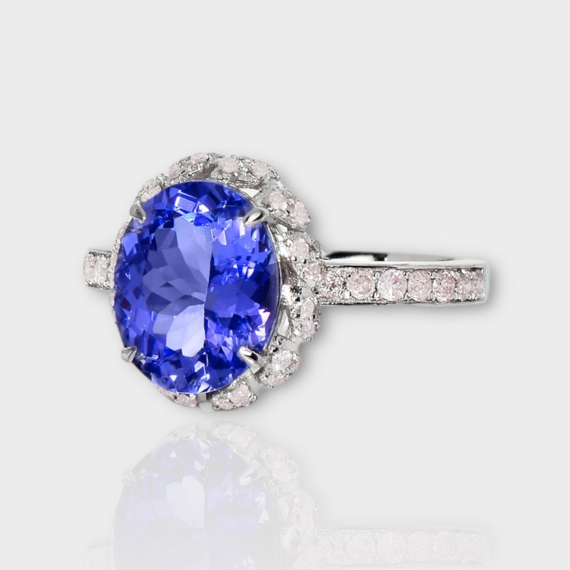 Contemporain 14K 2.67 ct Tanzanite&Pink Diamond Antique Art Deco Engagement Ring en vente