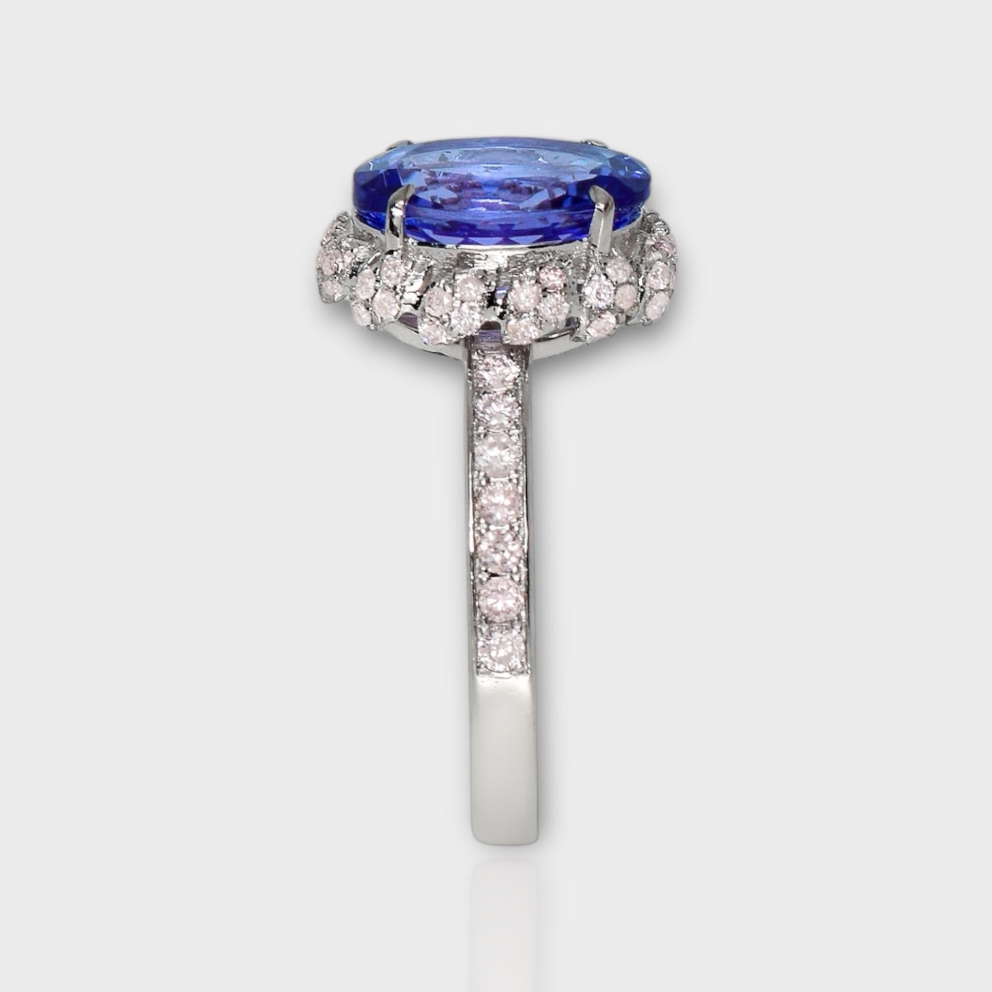 14K 2.67 ct Tanzanite&Pink Diamond Antique Art Deco Engagement Ring In New Condition For Sale In Kaohsiung City, TW