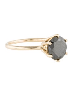 14K 2.69ct Black Diamond Solitaire Cocktail Ring - Size 7