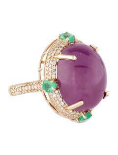 14K 27.18ct Ruby, Emerald & Diamond Cocktail Ring Size 7  Pear Modified Brillia