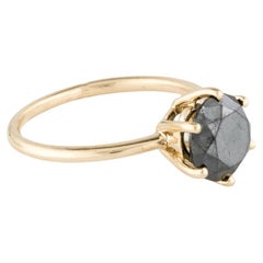 14K 2.73ct Black Diamond Solitaire Cocktail Ring - Size 7