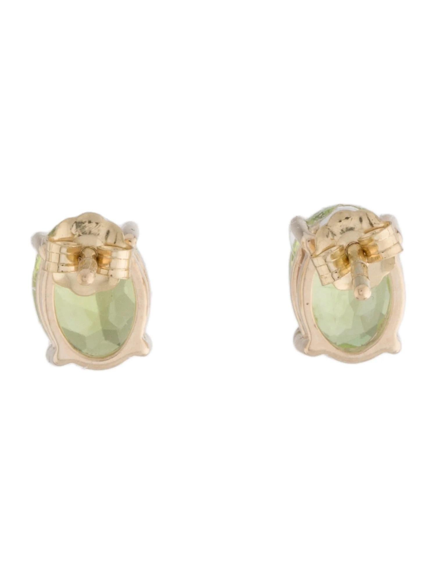 Artist 14K 2.84ctw Peridot Stud Earrings - Oval Green Peridot For Sale