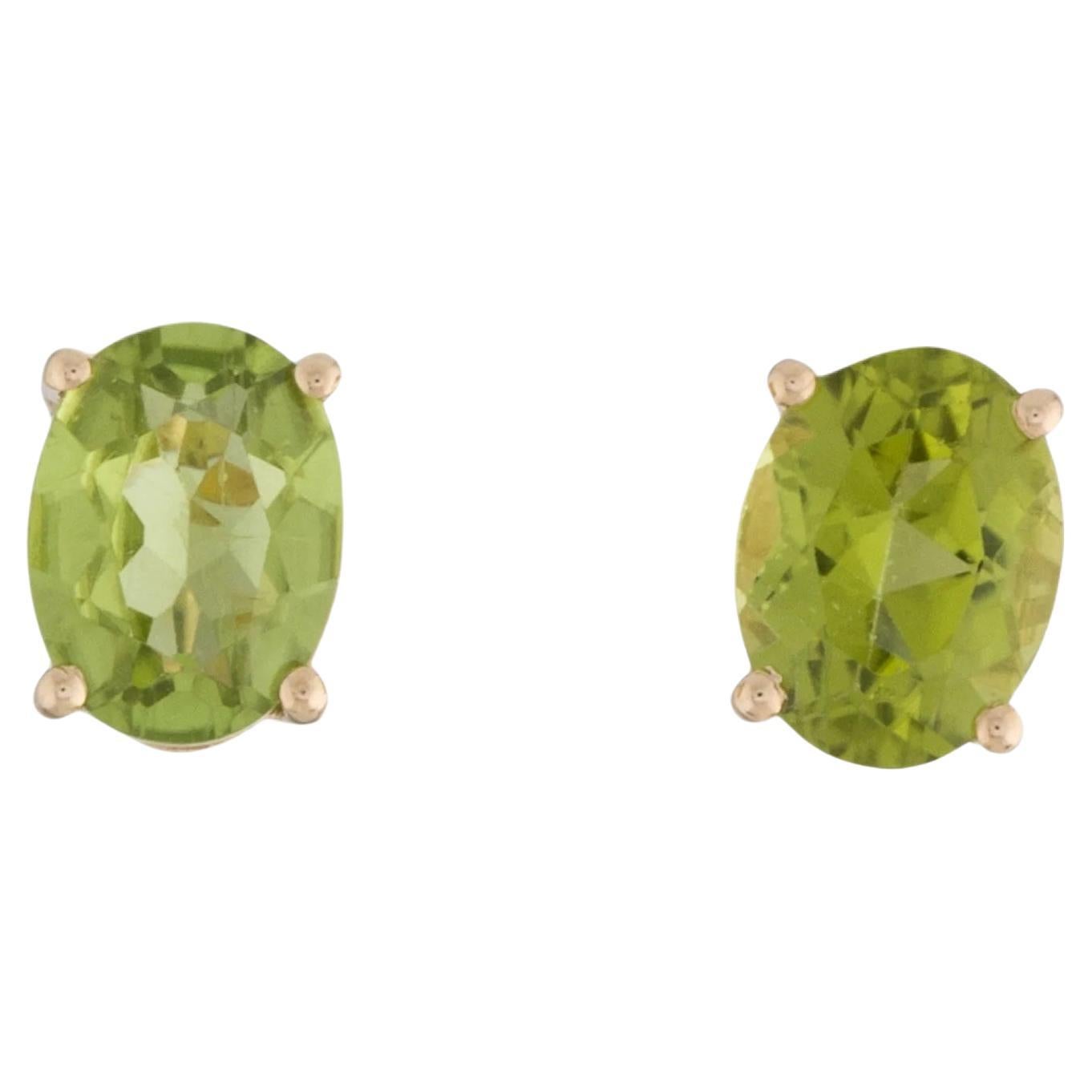 14K 2.84ctw Peridot Stud Earrings - Oval Green Peridot For Sale