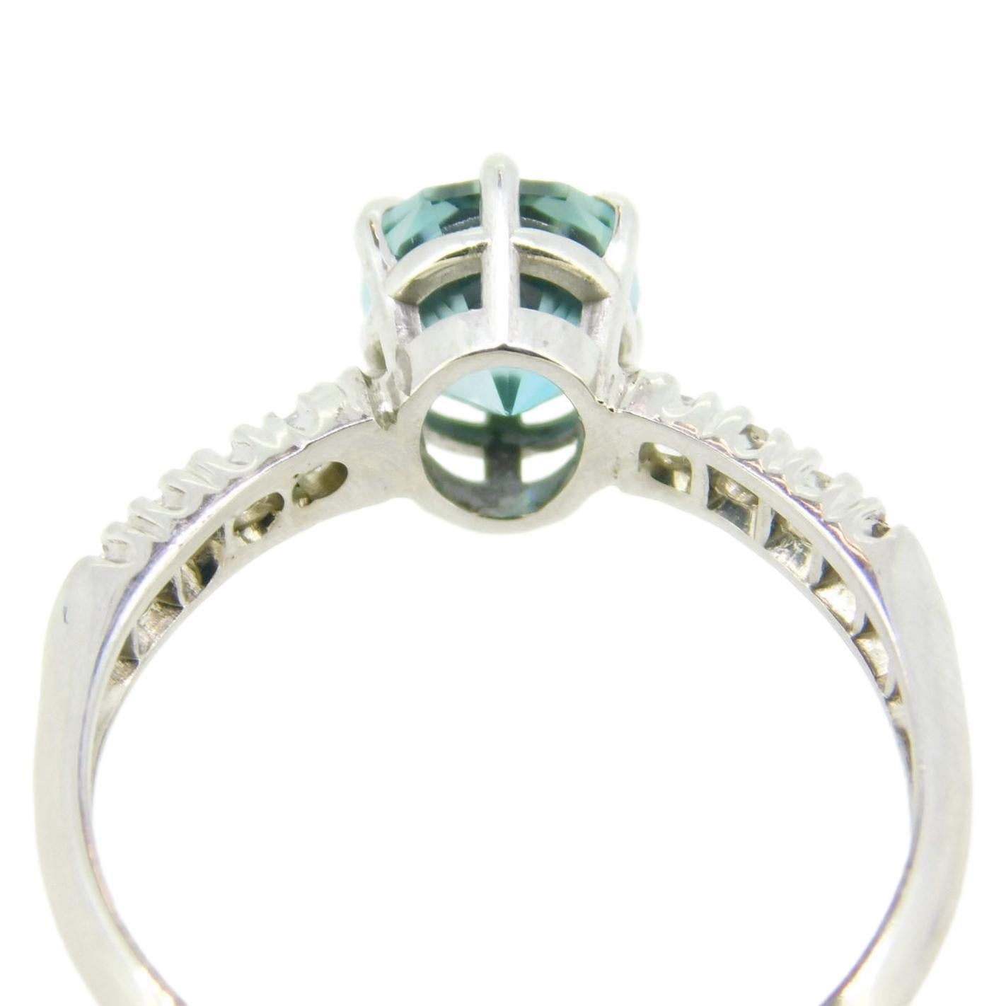 Women's 14K 2.88ct Blue Zircon & Diamond Ring For Sale