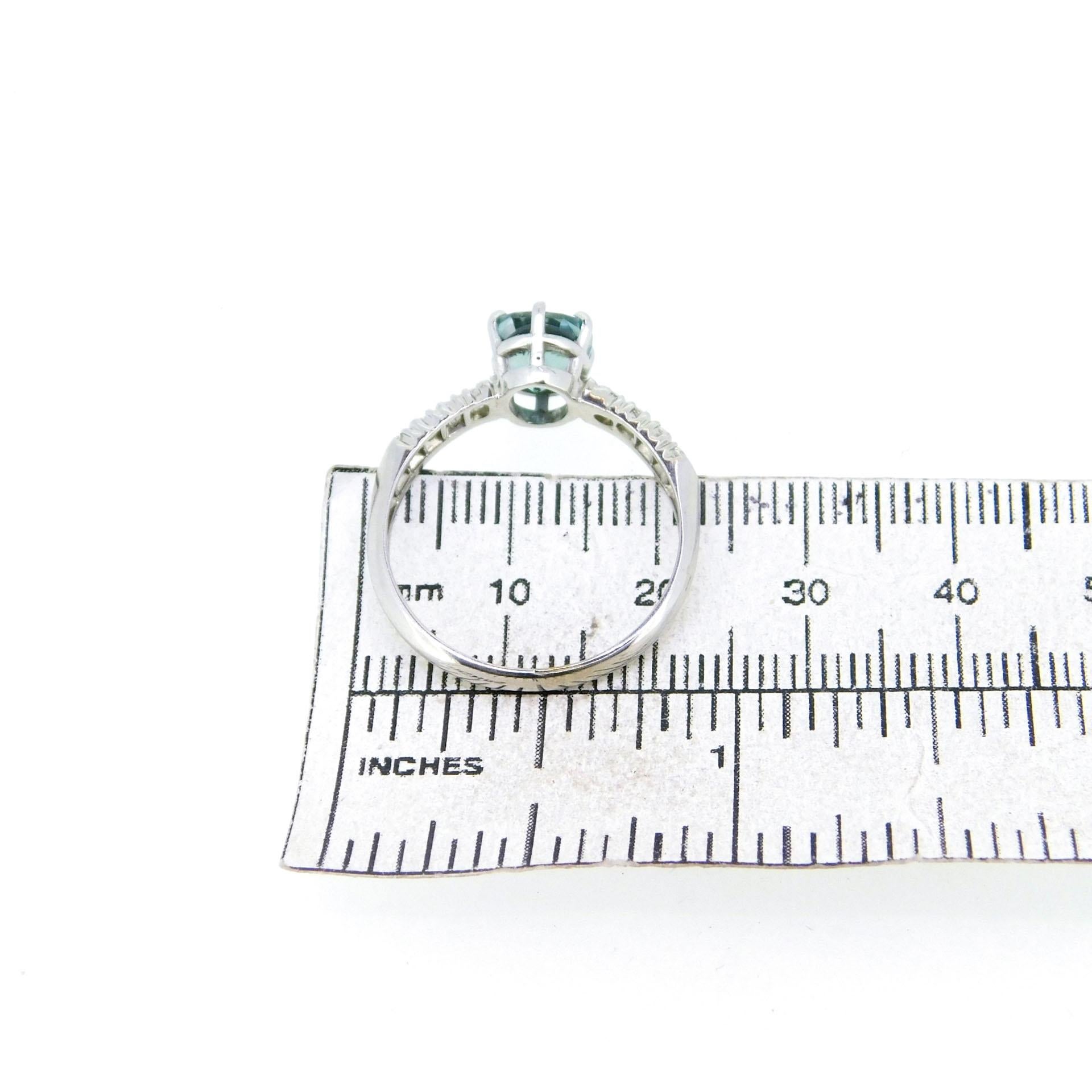 14K 2.88ct Blue Zircon & Diamond Ring For Sale 4
