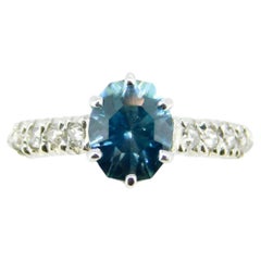 14K 2.88ct Blue Zircon & Diamond Ring