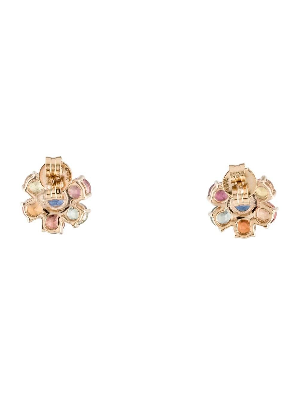 Round Cut 14K 2.90ctw Sapphire Stud Earrings - Timeless Elegance in Yellow Gold, Luxury For Sale