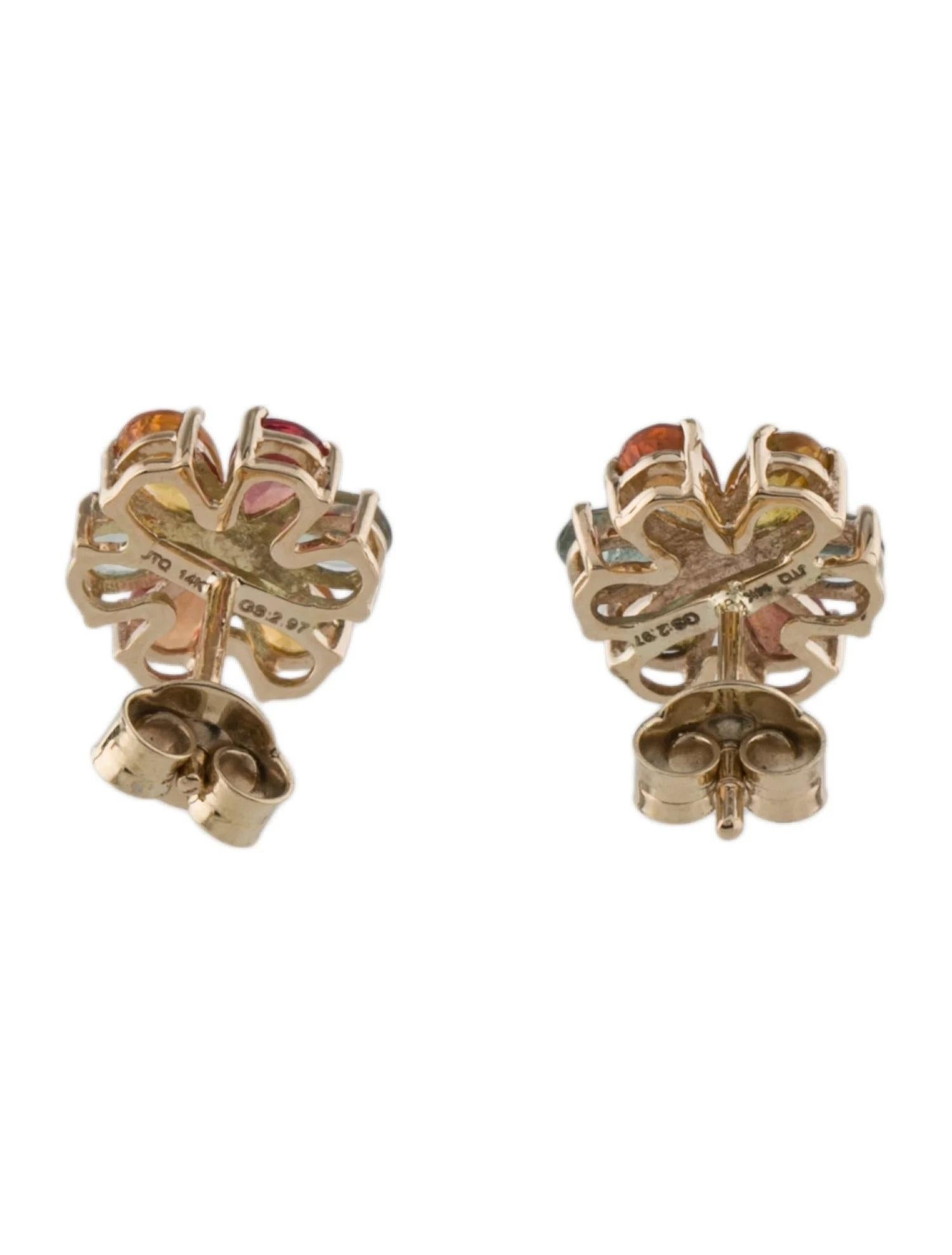 Artist 14K 2.97ctw Sapphire Stud Earrings - Pear Brilliant Cut