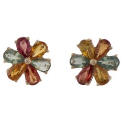 14K Boucles d'oreilles saphir 2.97ctw - taille poire brillant