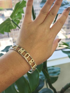 14K 2Tone Gold Life is "AMORE" Diamond Bangle Braclet