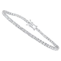 Bracelet tennis en or blanc 14 carats avec diamants ronds de 3 carats