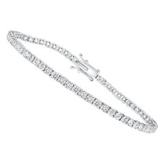 Pulsera de tenis de oro blanco de 14 quilates y 3 quilates con diamantes redondos