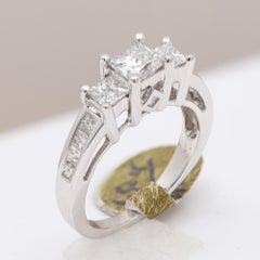 14k 3 Stone Ring Past Present Future Solid Gold princess cut Diamonds