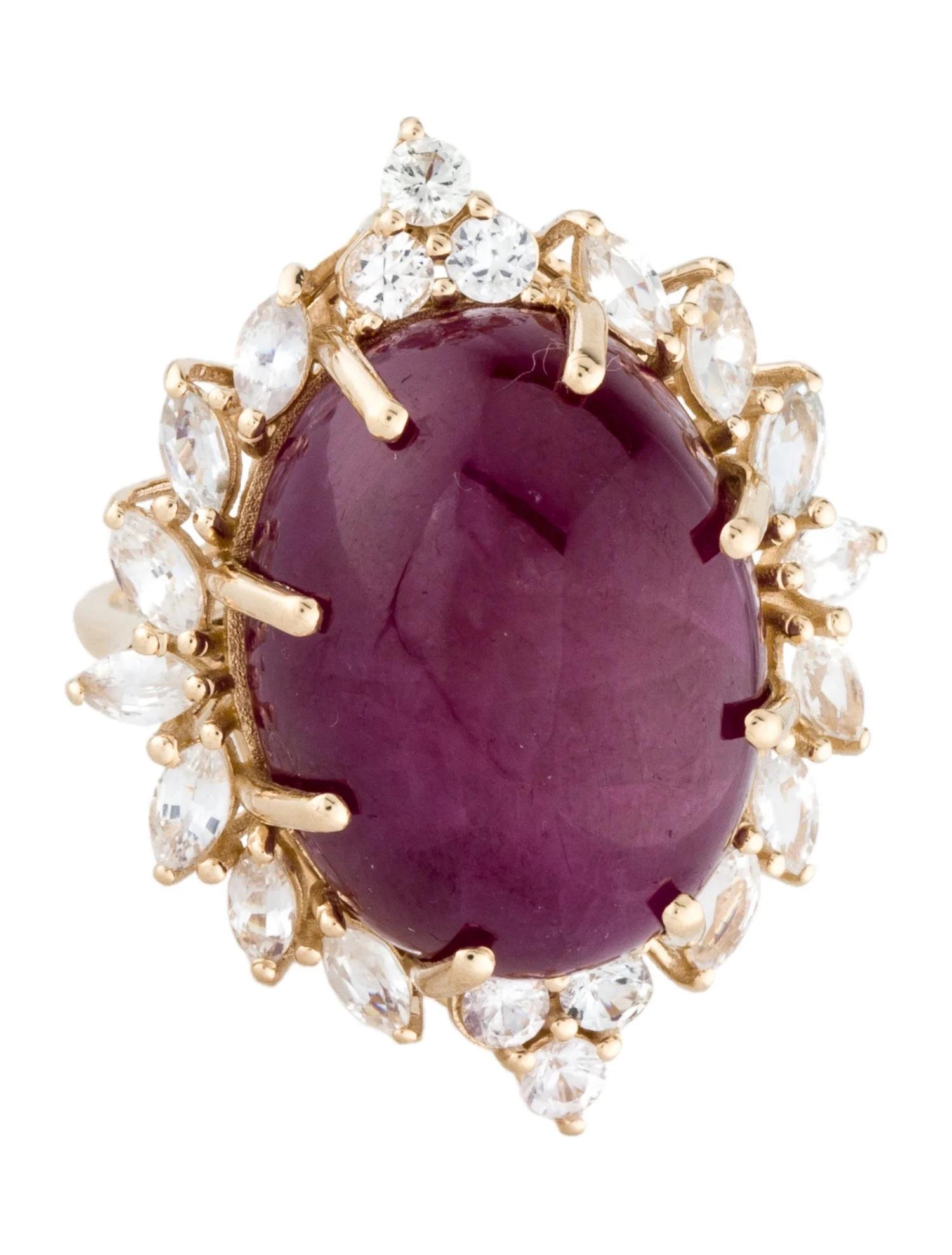 Artist 14K 30.22ct Ruby & Sapphire Cocktail Ring Size 7  Round Brilliant Colorless Sap For Sale