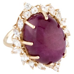 14K 30.22ct Ruby & Sapphire Cocktail Ring Size 7  Round Brilliant Colorless Sap