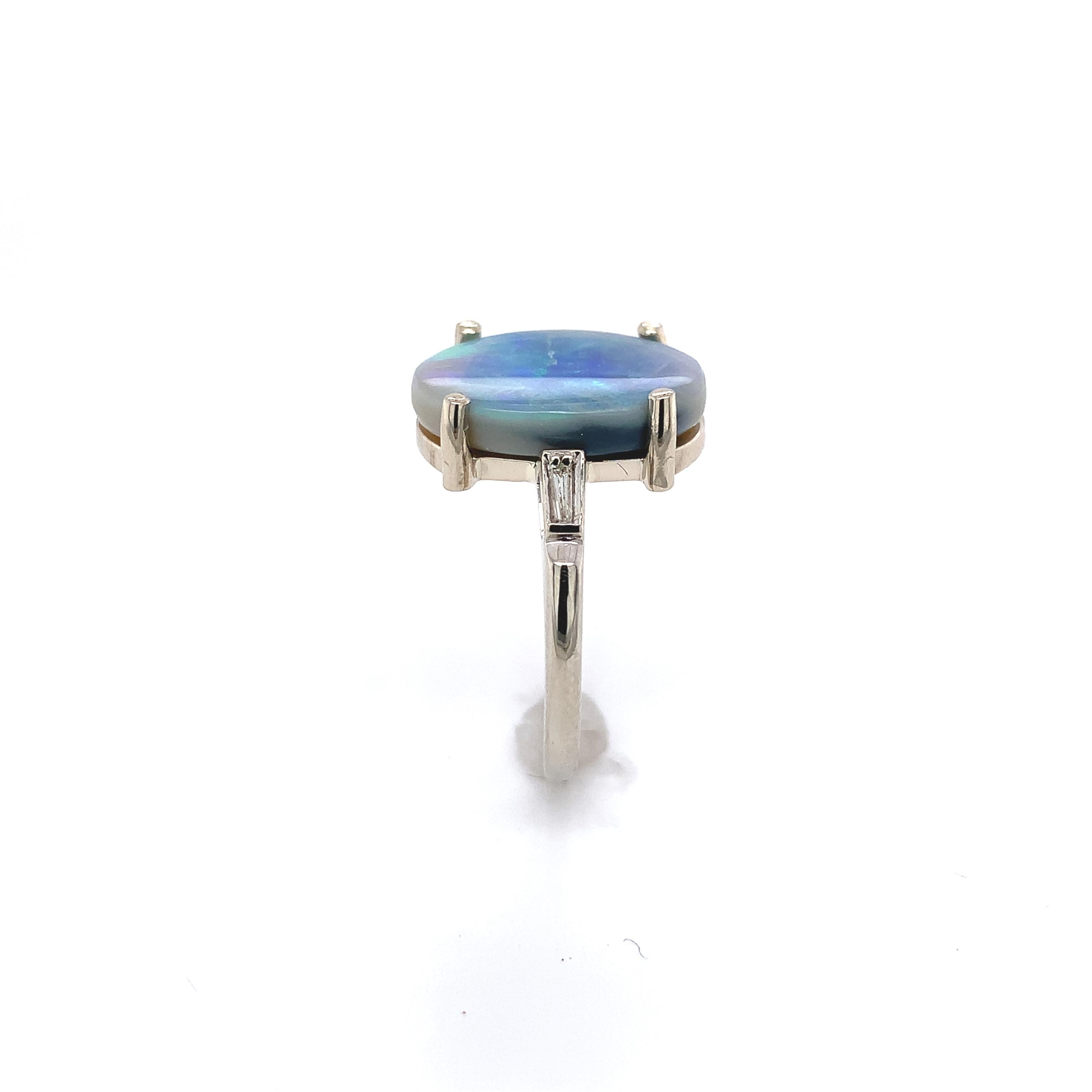 14K 3,04 Karat australischer Opal & Diamant-Ring im Zustand „Gut“ im Angebot in Big Bend, WI