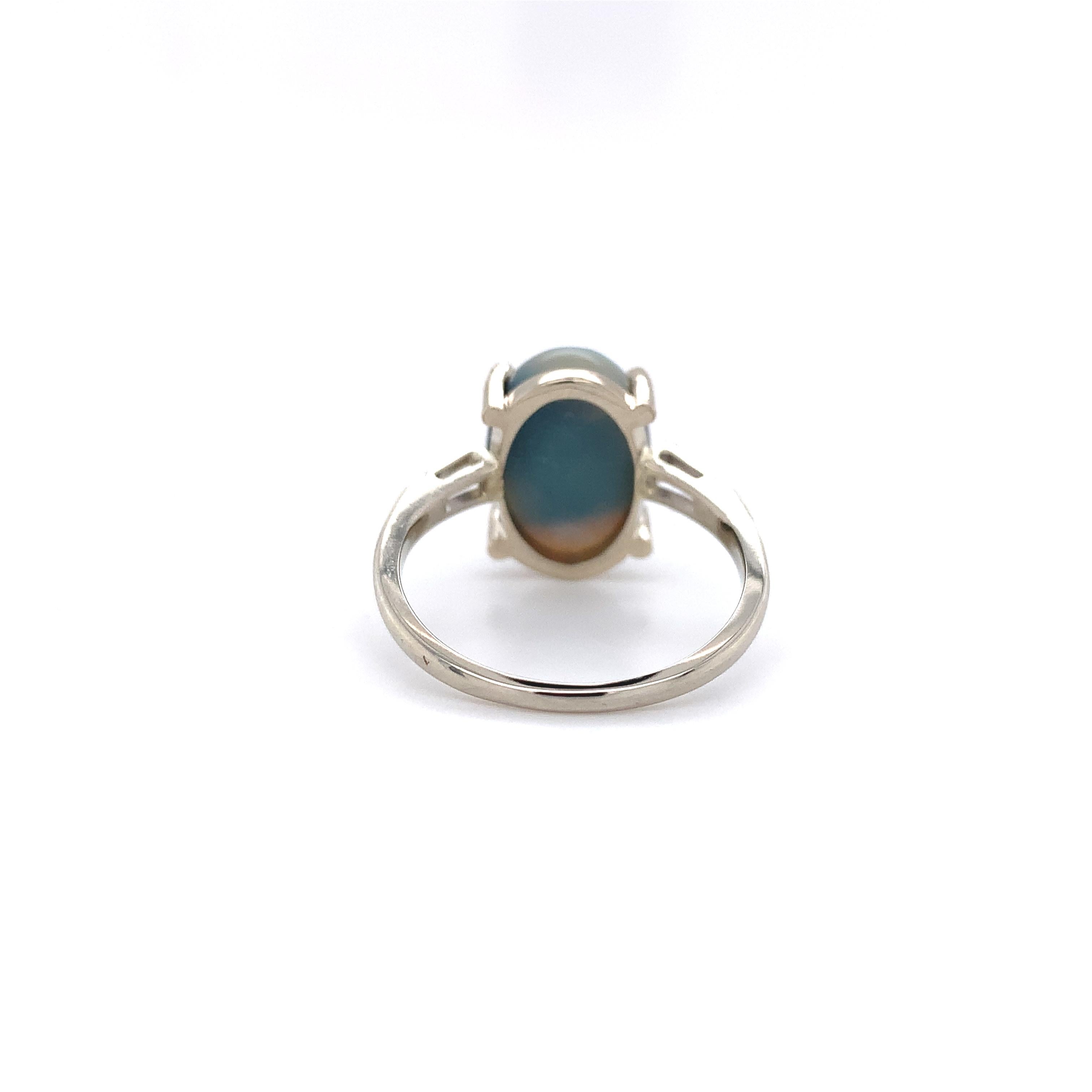 14K 3,04 Karat australischer Opal & Diamant-Ring Damen im Angebot