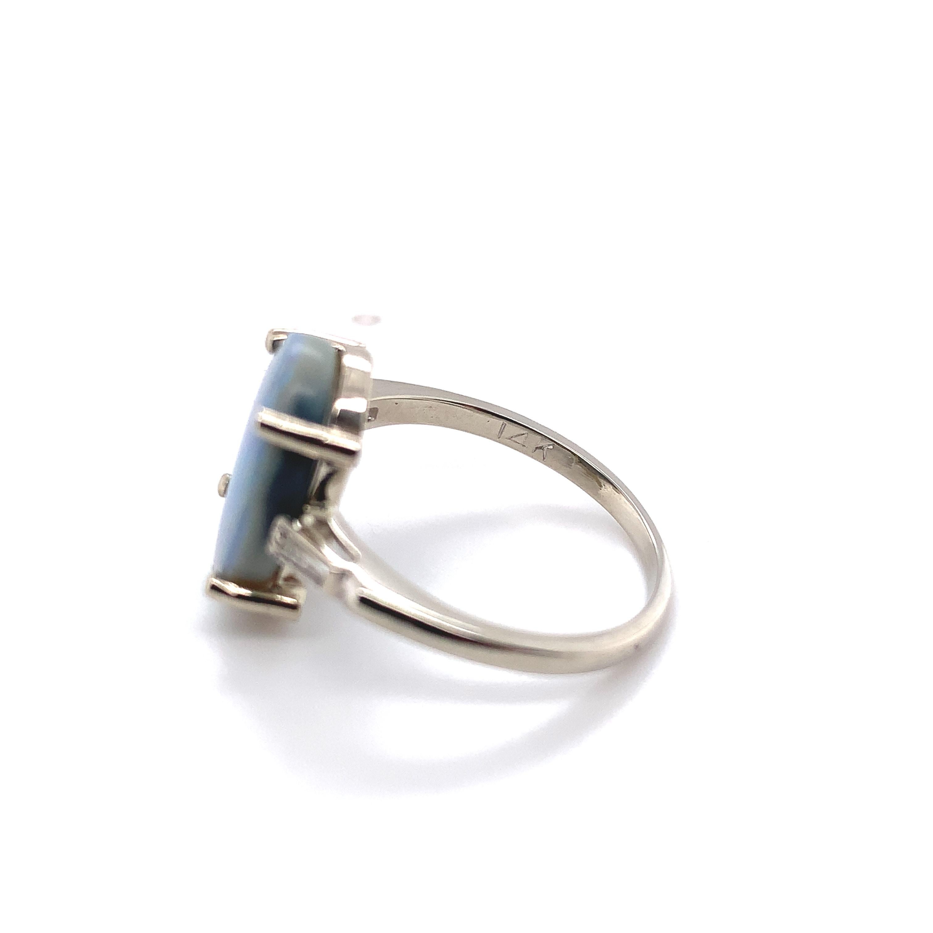 14K 3,04 Karat australischer Opal & Diamant-Ring im Angebot 5