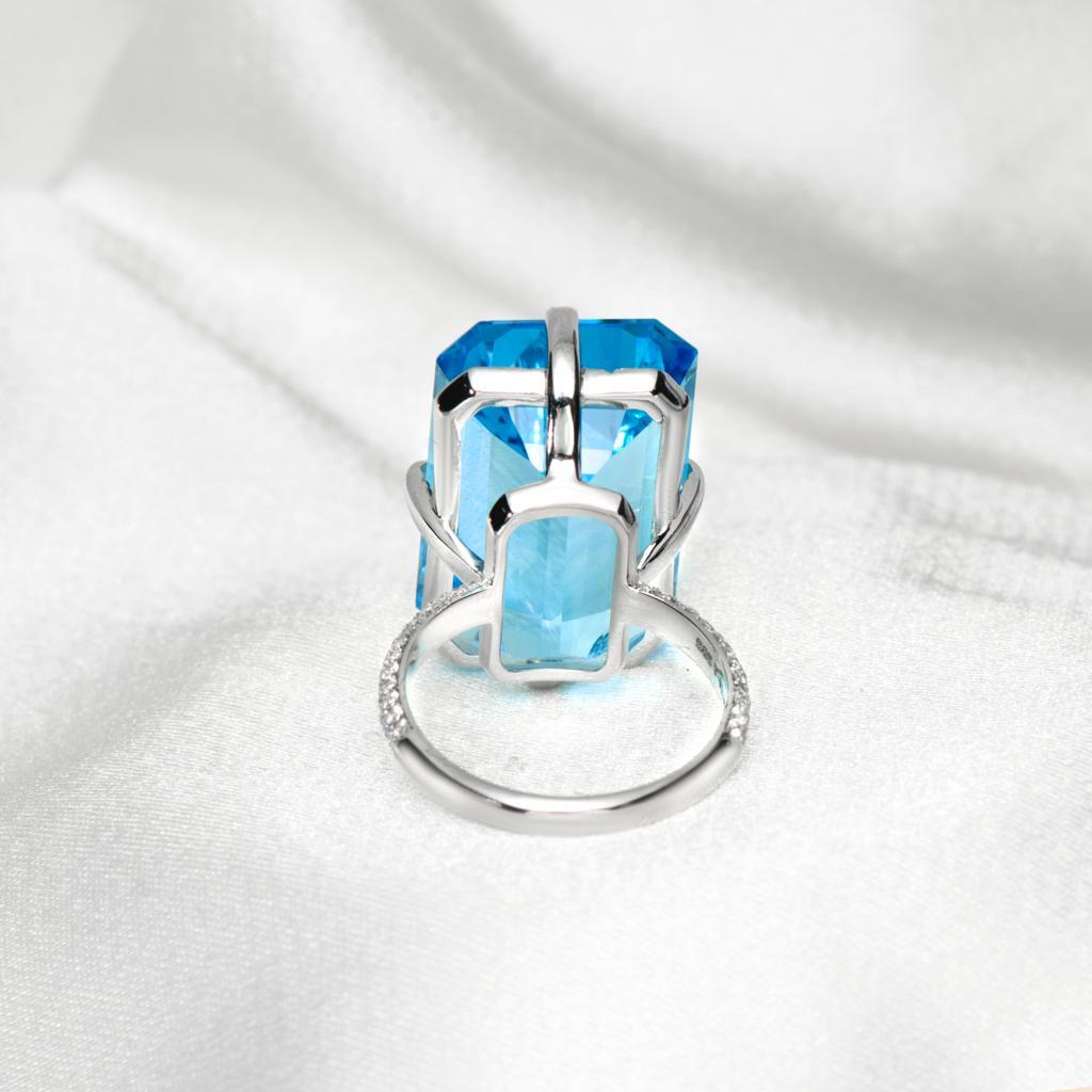 IGI 14K 31.75 Ct Topaz & Diamond Antique Art Deco Style Engagement Ring 1