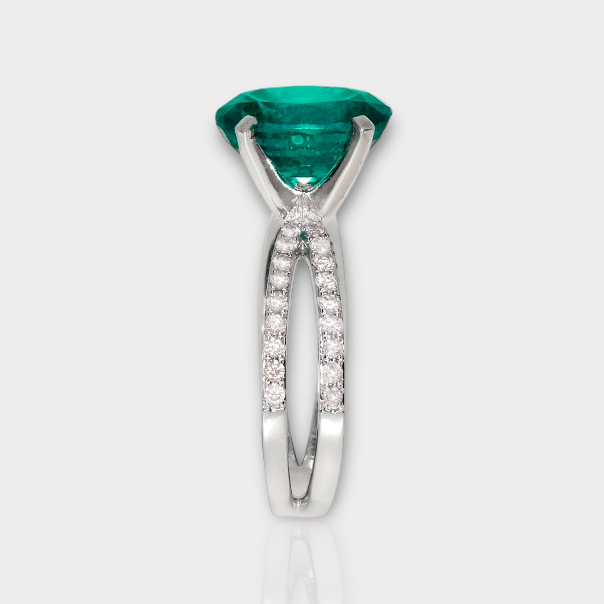 14k 3.23 Ct Emerald&Pink Diamonds Antique Art Deco Style Engagement Ring Neuf - En vente à Kaohsiung City, TW